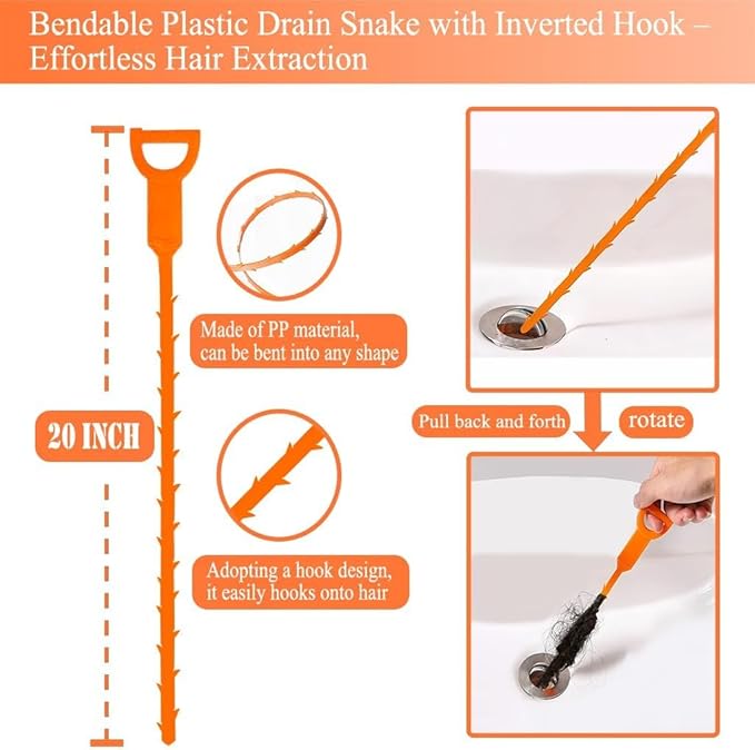 Drain Snake,116 inch Flexible Grabber Claw Pick Up Reacher Tool,Drain Clog Remover - Gutter Cleaning Tools for Home Sink, Bathroom Tub,Drain, Toilet