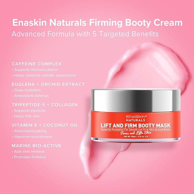 Enaskin Naturals Anti-Cellulite Cream: Firming Solution for Booty, Legs & Belly - Skin Tightening & Lifting Body Mask for Toning, Lift & Firm Moisturizing Bum Bum Care
