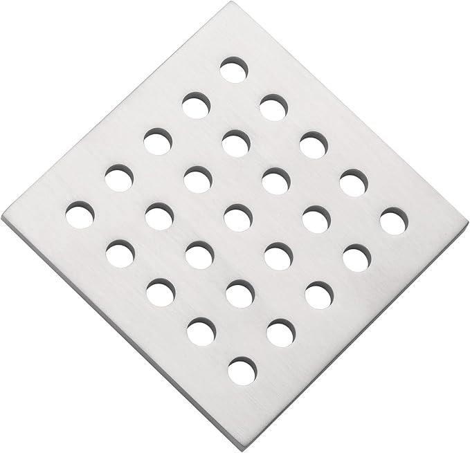 3.75 Inch Square Shower Drain Cover 95MM Floor Drain Grate (Brushed Nickel)