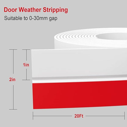 Door Seal Strip for Door Frame, 36ft Silicone Shower Glass Door Seal Strip, Door Gap Filler Bottom & Side Sealing Strip, 2 Inch Wide