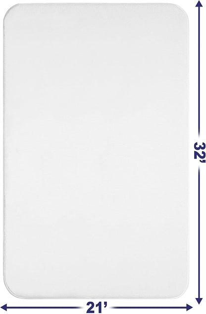 American Soft Linen 21x32 Fluffy Foamed Slip Reducer Bath Rug, Machine Washable Area Bath Mat Rugs for Bathroom, White