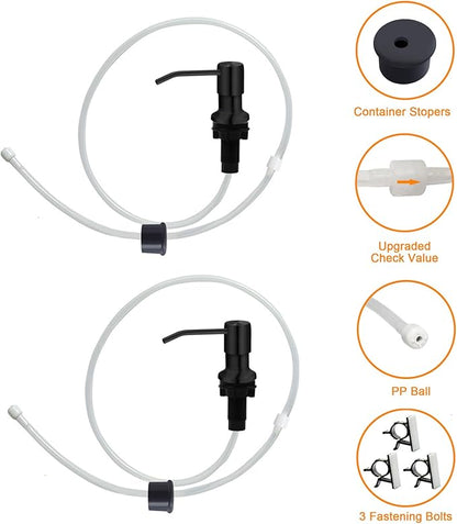 Sink Soap Dispenser, Kichen Sink SoapDispenser, 47" Extension Tube kit, Under Sink Soap Dispenser Pump, No Need More Refills （Black-2 Pack）