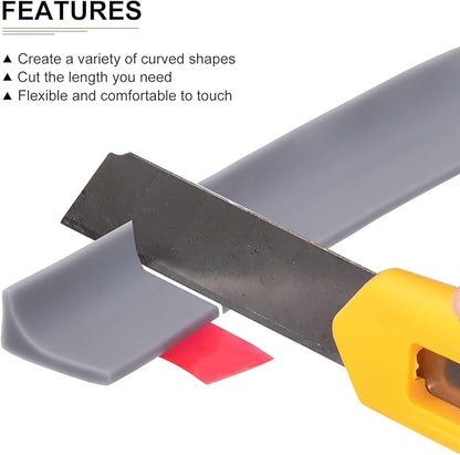 39"x0.8"x0.5" (LxWxH) Collapsible Shower Barrier Stopper - 1 Pack - Good for Bathroom Kitchen - L Shape Water Splash Guard Blocker - Gray