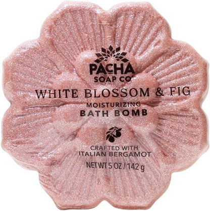 Pacha Soap Co. Bath Bombs - White Blossom & Fig Scent, Handcrafted, Nourishing & Moisturizing Fizzing Bath Frothers with Clean Ingredients, Non-Toxic, Dye and SLS-Free, Made in USA, 3-Pack (5 oz Ea)