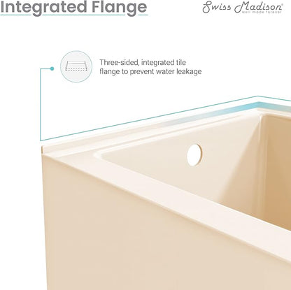 Voltaire 60" X 32" Left-Hand Drain Alcove Bathtub with Apron in Bisque