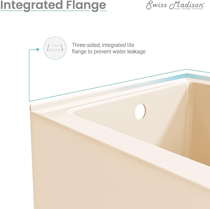 ﻿Voltaire 54" X 30" Left-Hand Drain Alcove Bathtub with Apron in Bisque