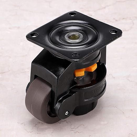 Skelang Leveling Machine Caster Model-80, Large Top Plate Leveling Wheel with Retractable NBR Pad for Heavy Workbench, Electric Equipment, Vending Machine, Total Loading Capacity 3300 Lbs, Pack of 4
