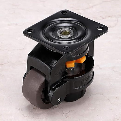 Skelang Leveling Machine Caster Model-80, Large Top Plate Leveling Wheel with Retractable NBR Pad for Heavy Workbench, Electric Equipment, Vending Machine, Total Loading Capacity 3300 Lbs, Pack of 4