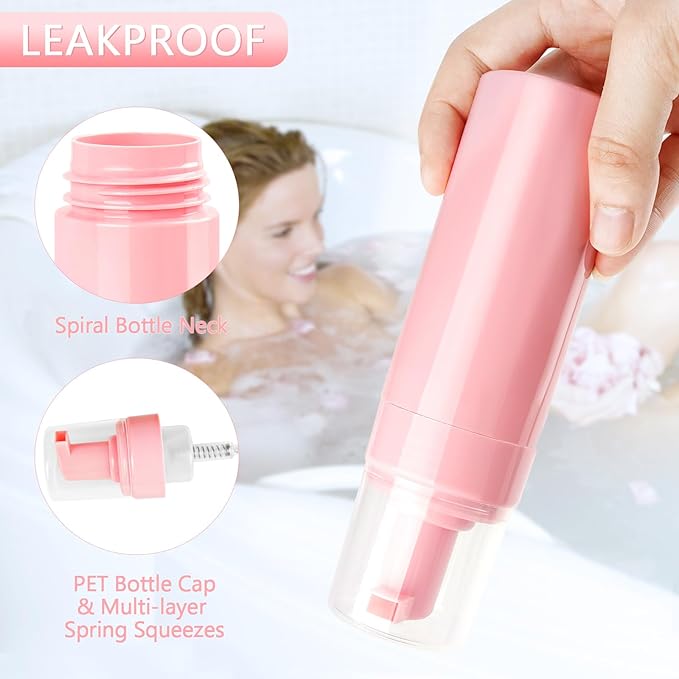 Foam Pump Bottle 5.1oz/150ml Pink Empty Foam Bottle Pump, Travel Foam Bottle for Soap, Shampoo, Cleaning Foam Dispenser Bottle Refillable (6 Pack)