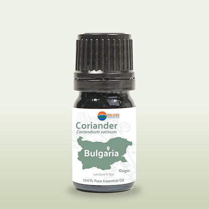 Coriander Essential Oil - Direct from Bulgarian Balkan Mountains - Steam Distilled - Aceite Cilantro for Aromatherapy, Massage, Diffuser, DIY Candle and Soap Making - 2lbs