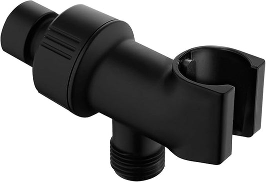 Universal Black Shower Head Holder, Adjustable Arm Mount Bracket with Brass Swivel Ball - Matte Black