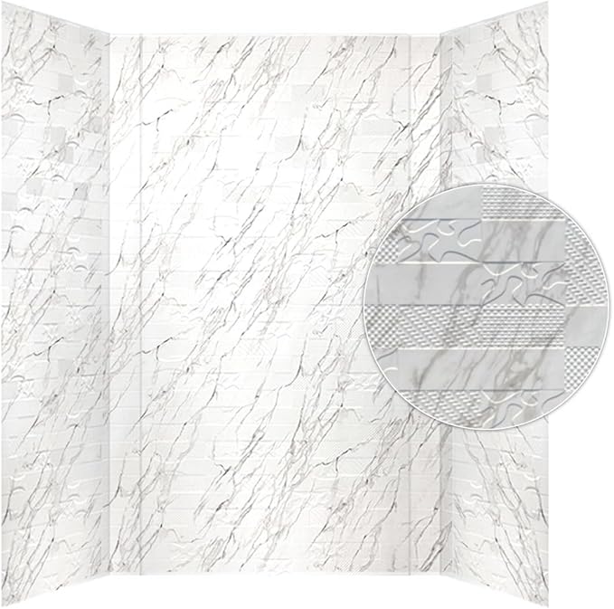 From Plain To Beautiful In Hours 133-640-VERSA-KIT Versa Tile - Tub and Shower Wall Panels Surround (Covers/ 96 sq. ft.), Marble, 1 Piece