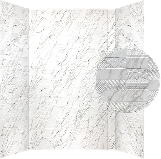 From Plain To Beautiful In Hours 133-640-VERSA-KIT Versa Tile - Tub and Shower Wall Panels Surround (Covers/ 96 sq. ft.), Marble, 1 Piece