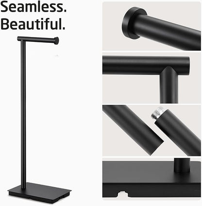 KES Toilet Paper Holder Stand 26.2 Inch Toilet Tissue Holder for Bathroom, Free Standing Toilet Paper Holder SUS304 Stainless Steel Matte Black, BPH286S66A-BK