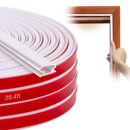 Weather Stripping Silicone Door Seal Strip for Doors and Windows, 39ft Self-Adhesive Waterproof Window Sealing Strip by SUNMON(White)