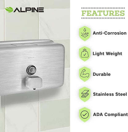 Alpine Wall Mounted Stainless Steel Liquid Soap Dispenser