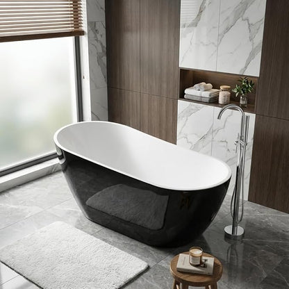 67 Inch Acrylic Freestanding Bathtub, Acrylic Soaking Bathtub with Matte Drain and Overflow, Modern Square Tub, cUPC Certified, Deep Ergonomic Design, Double-Walled Insulation, Easy Installation