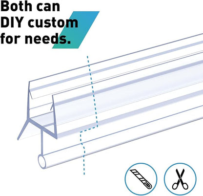 Shower Door Bottom Seal,2 PCS 5/16" X 36" Shower Sweep for 5/16 Inch Glass,Frameless Glass Seal Strip to Seal 11mm Gap,Stop Shower Leaks and Create a Water Barrier