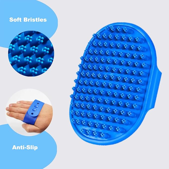 4PCS Dog Washing Glove and Dog Bath Brush, Dog Shampoo Brush Scrubber for Bath, Massage and Grooming, Pet Shower Supplies for Short & Long Hair Dogs and Cats