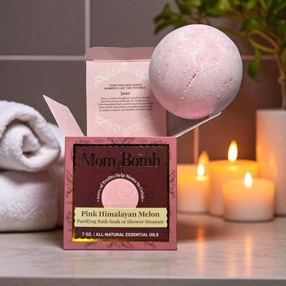 Mom Bomb Pink Himalayan Bath Bomb (Shower Steamer) – Essential Oils, Clean Ingredients – Relaxing Aromatherapy Fizz, Skin-Softening – Made in USA - Gift for Women 5 Ounce