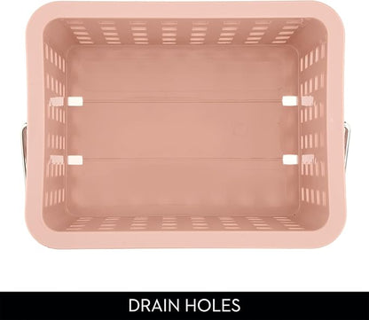 iDesign Small Shower Caddy with Handle, Portable Shower Organizer for Dorm or Bathroom, Pink