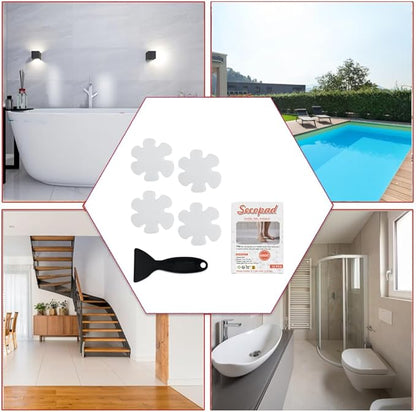 24PCS Original Bathtub Stickers Non-Slip, Safety Shower Treads Adhesive Appliques with Premium Scraper