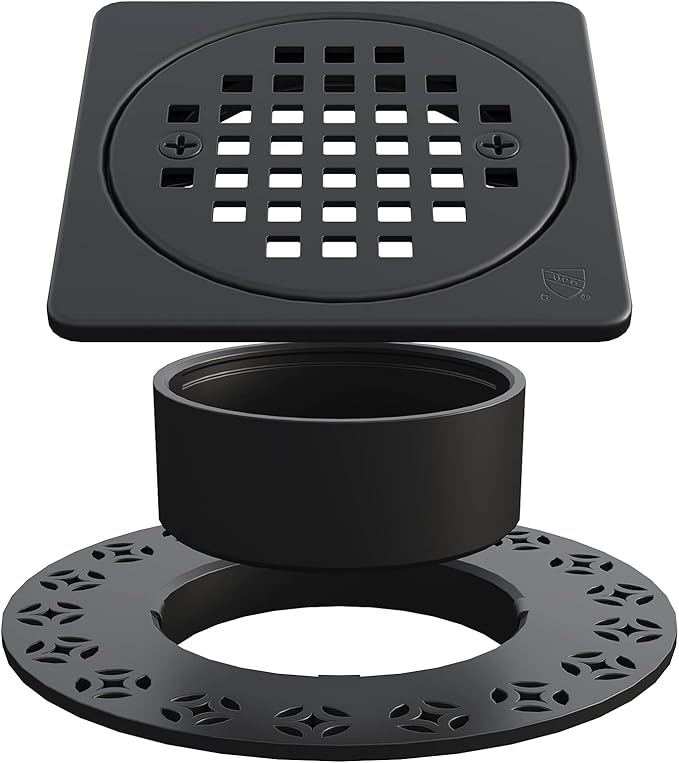 4” Drain Grate Kit Replacement, Compatible with Schluter Kerdi-Drain Flange, Removable Shower Floor Drain Kit with SUS 304 Stainless Steel Grate & CUPC Certification, Matte Black