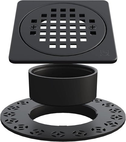 4” Drain Grate Kit Replacement, Compatible with Schluter Kerdi-Drain Flange, Removable Shower Floor Drain Kit with SUS 304 Stainless Steel Grate & CUPC Certification, Matte Black