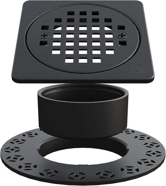 4” Drain Grate Kit Replacement, Compatible with Schluter Kerdi-Drain Flange, Removable Shower Floor Drain Kit with SUS 304 Stainless Steel Grate & CUPC Certification, Matte Black