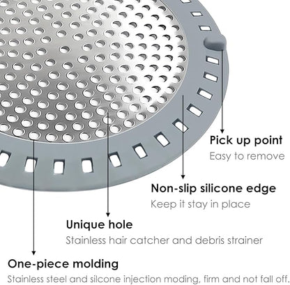 Drain Hair Catcher, Shower Hair Drain Catcher, Shower Drain Cover, Bathtub Drain Strainer, Tub Hair Catcher, Bathroom Sink Strainer Hair Trap Filter, Bathroom Drain Defender, Flat, Round