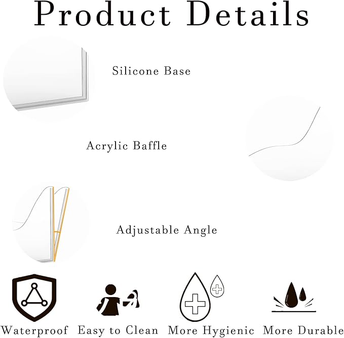 Shower Splash Guard Set Acrylic Shower Water Barrier Corner Splash Protector for Bathtub Keep Water Inside Shower Prevent Water Splashing Ideal for Sink Bathtub and Basin Use (Ripples)
