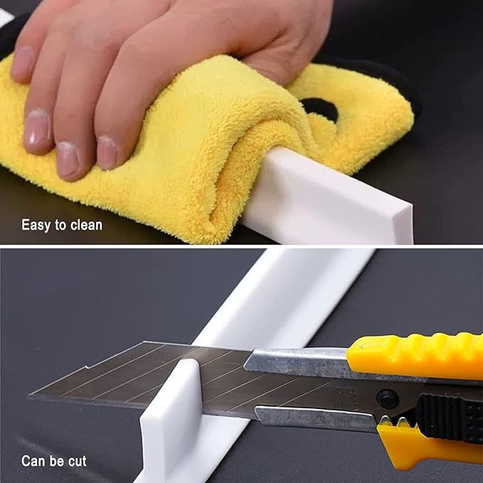 Collapsible Shower Water Guard Water Splash Guard Water Dam Barrier Shower Threshold for Shower Stall, Stay Dry Retainer for Wet and Dry Separation for Bathroom (75")