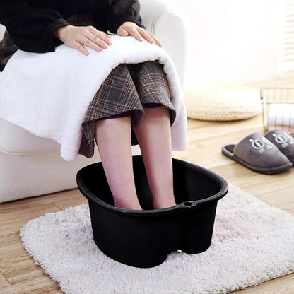 Foot Soaking Bath Basin, Large Size Feet Massager Tub, At Home Spa Pedicure Treatment (FBBlack3)