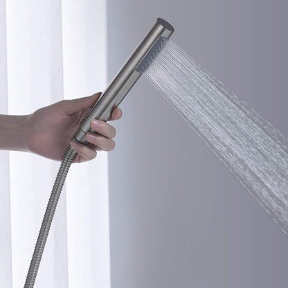 Tub Filler Freestanding Bathtub Faucet Brushed Nickel Floor Mount Brass Faucets with Hand Shower