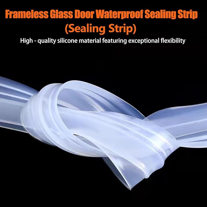Frameless Soft Shower Door Sweep Seal Drip Rail, Glass Shower Silicone Door Seal Strip,Weatherproof Silicone Seal Fit for Glass (H Type, 6mm (1/4"))