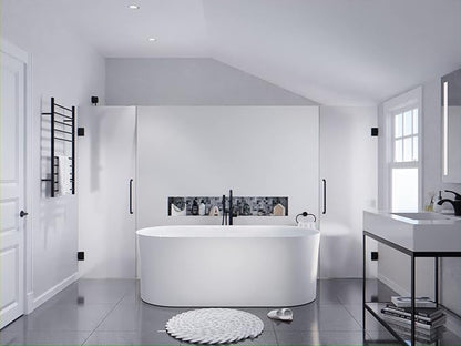 ANZZI 67" Freestanding Air Jetted Whirlpool Bathtub - White Acrylic Soaking Tub with LED Lights & Touch Controls | FT-AZ067