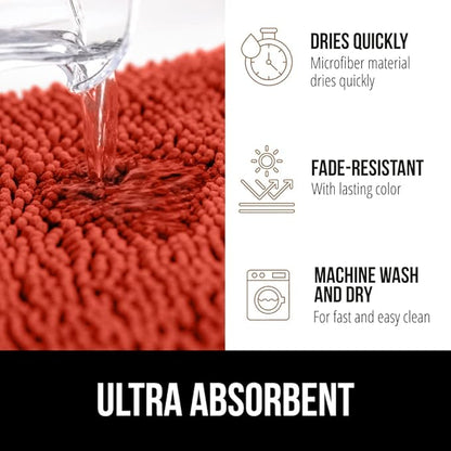 GORILLA GRIP Bath Rug Mat 36x24, Soft Absorbent Chenille, Quick Dry Microfiber Mats, Rubber Backing Washable Shower Floor Rugs, Bathmat Runner, US Designed Bathroom Home Accessories Sunset Orange