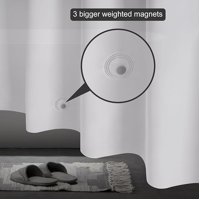 UFRIDAY Frosted 74 inch Shower Curtain Liner,PEVA Plastic Waterproof Long Shower Curtain Liner with 3 Big Bottom Magnets 74 inch Long Length with Rustproof Grommets Frosted Shower Curtain,71x74