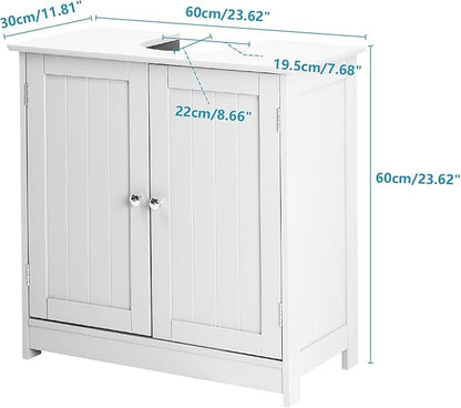 Bonnlo Pedestal Sink Storage Cabinet with 2 Doors Traditional Under Sink Cabinet Bathroom Space Saver Organizer with Adjustable Shelf White 23 5/8" W x 11 7/16" D x 23 5/8" H