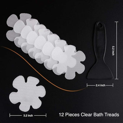 Original Bathtub Stickers Non-Slip, Safety Shower Treads Adhesive Appliques with Premium Scraper