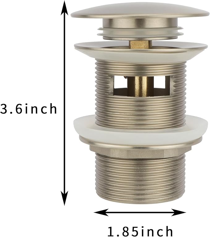 Freestanding Bathtub Drain Pop-up Stopper - Suitable for Most Bathtubs, Compatible With Rough-in Kit (Brushed Nickel Finish)
