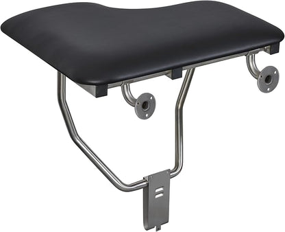 28" x 22.5" Black Padded Cushion Wall Mount Folding Left-Handed Transfer Bench Shower Seat, ADA Compliant