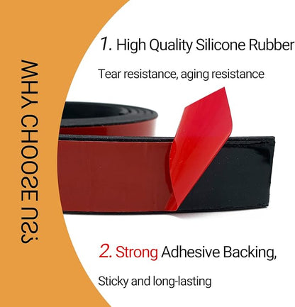 Rubber Seal Strips, Rubber Sheets, Rolls & Strips with Adhesive Backing for DIY Gaskets Material, Warehouse Sealing, Home Application Weather Striping (1” Wide x 1/8" Thick x 10' Long), Black