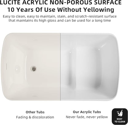 Abruzzo 49"Acrylic Free Standing Tub,Janpanese Soaking Tub with Seat Desgin,Modern Soaking Bathtub with cUPC Certified(Glossy Black)