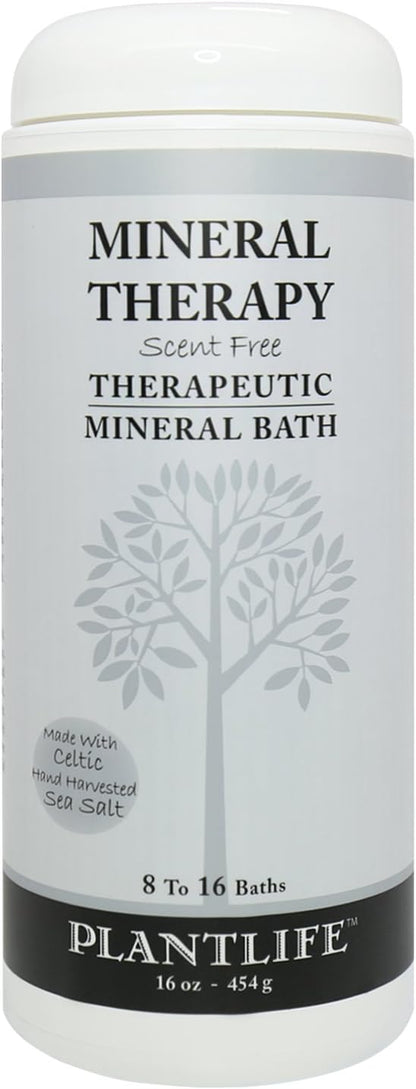 Plantlife Scent Free Therapy Bath Salts - Straight from The Plant Natural Aromatherapy Bath Salts - Balance, Calm, and Release Tension in The Body - Made in California 16 oz