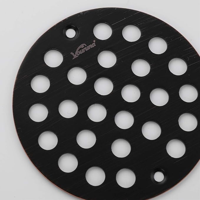 4-Inch Screw-in Shower Strainer Drain Cover Replacement Floor Strainer (Oil Rubbed Bronze) (Isn't Black)