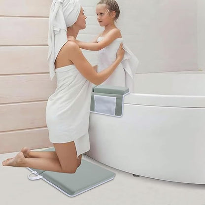 Upgrade Bath Kneeler and Elbow Rest Pad Set - Bath Support for Knees and Elbows - Bath Kneeler Pad with Memory Foam and Bath Organizer - Ideal Bath Kneeling Pad for Bathing