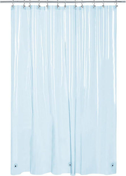 Barossa Design Extra Long Clear Blue Shower Curtain Liner with 3 Magnets - 72" x 84" XL, Waterproof PEVA Lightweight Shower Liner for Bathroom, PVC Free, Metal Grommets - Clear Blue, 72x84