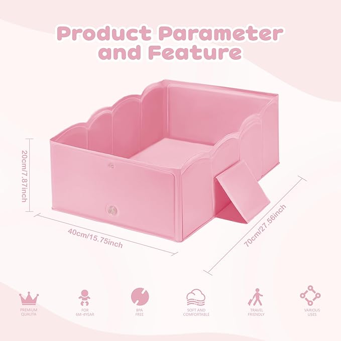 Collapsible Baby Bathtub for Shower,Reinforced Structure Infant Foldable Bath Tub with Non-Slip Base,Portable Space-Saving Kids Bath Tub for 6M to 4Years,Suitable for Outdoor, Travel Use(Pink)