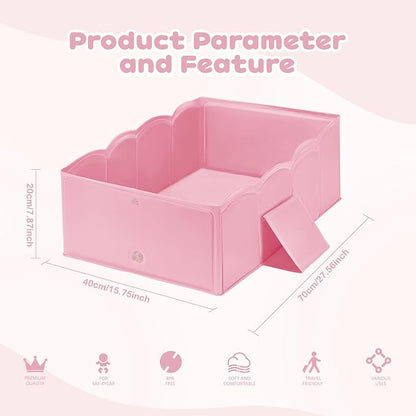 Collapsible Baby Bathtub for Shower,Reinforced Structure Infant Foldable Bath Tub with Non-Slip Base,Portable Space-Saving Kids Bath Tub for 6M to 4Years,Suitable for Outdoor, Travel Use(Pink)